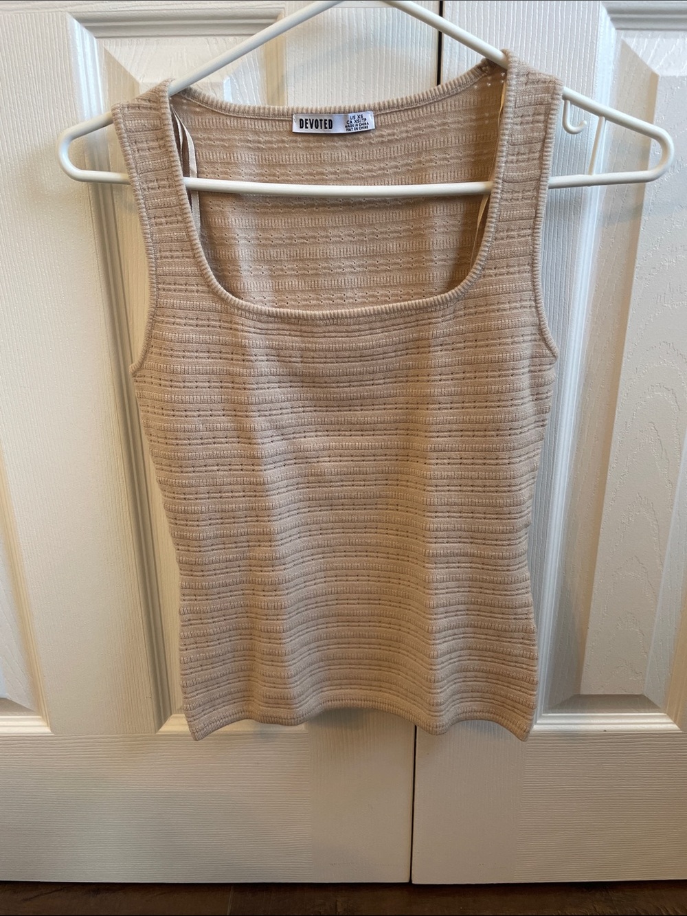 Devoted Beige Knit Square-Neck Tank Top